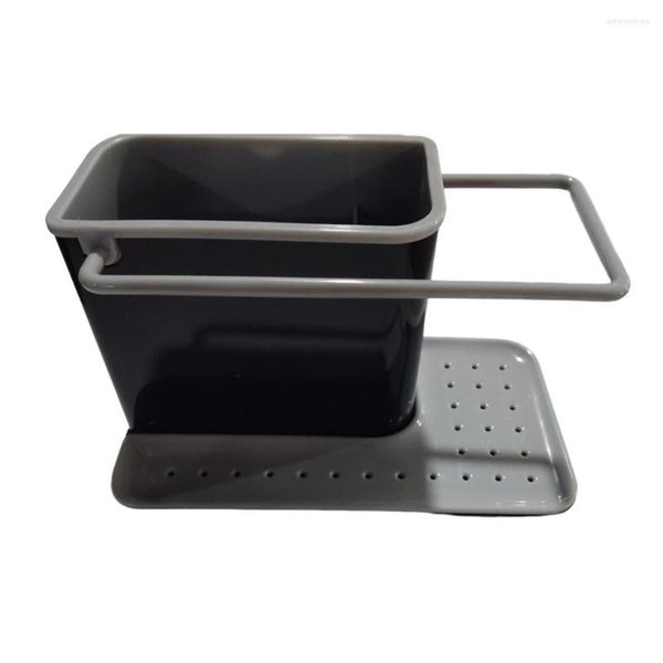 Estante de ABS para almacenamiento de cocina, organizador de estropajo con cepillo para fregadero de Color sólido