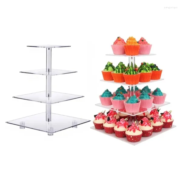 Présentoir carré rond transparent en acrylique, rangement de cuisine, bijoux, bagues, support de gâteau à Dessert pour décoration de maison, goutte