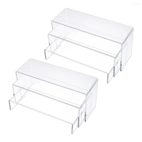 Risadores acrílicos de almacenamiento de cocina Risers transparentes Rectangle Stands Stank para 6 piezas