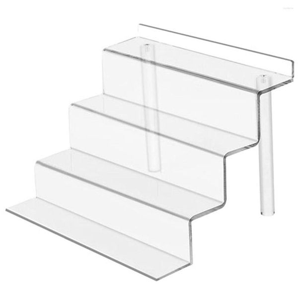 Rangement de cuisine Acrylique Risers Présentoir Étagère à 4 niveaux Organisateur transparent Riser réutilisable Facile à