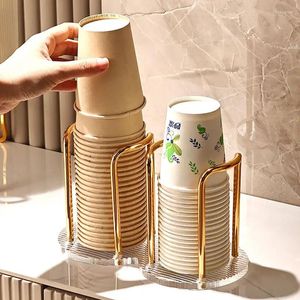 Cuisine Storage Acrylique avec porte-tasse en alliage Caquer de café Station de papier pour tasses en plastique Organisateur de thé au lait de lait jetable