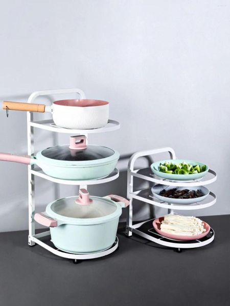 Estante organizador de sartenes multicapa ajustable, almacenamiento de cocina, soporte para tapa de olla, utensilios de cocina plegables, estante para tabla de cortar