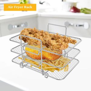 Keukenopslag luchtfriteuter rack multi-layer mand grillen kooktoast voor oven magnetron bakken bakken roosteren accessoires