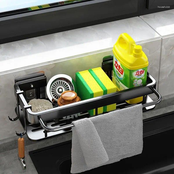 Rangement de cuisine en aluminium support serviette éponge égouttoirs tenture murale brosse salle de bain porte-savon évier organisateur de bureau