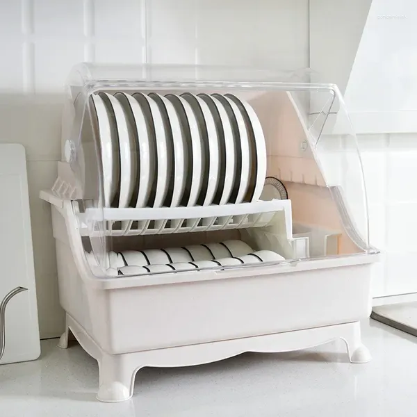 AOLIVAYA – boîte de rangement de cuisine, égouttoir en plastique domestique avec couvercle, grand plat Double couche