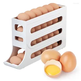 Rangement de cuisine Standling Automatique Boîte de porte-rack d'oeufs panier de contenant alimentaire Organisateur de récipient pour le réfrigérateur Roldown Dispensateur