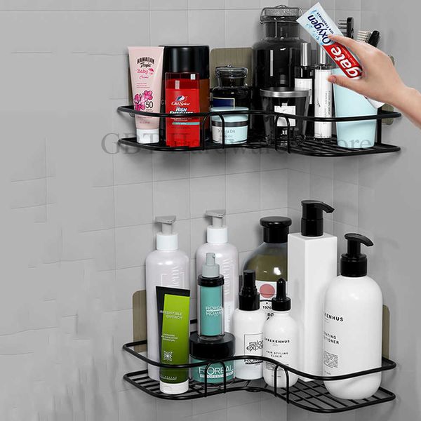 Rangement de cuisine Accessoires de salle de bain Étagère de douche Support mural Support de stockage de shampoing avec ventouse sans perçage Organisateur de bureau 210705