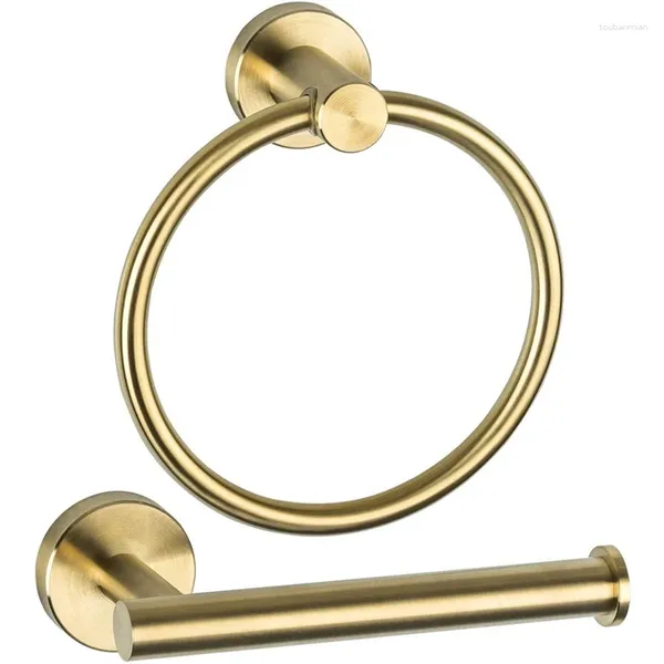 Accesorios de hardware de baño de almacenamiento de cocina Juego de oro cepillado 2 piezas 2 piezas de acero inoxidable toalla de pared homedina