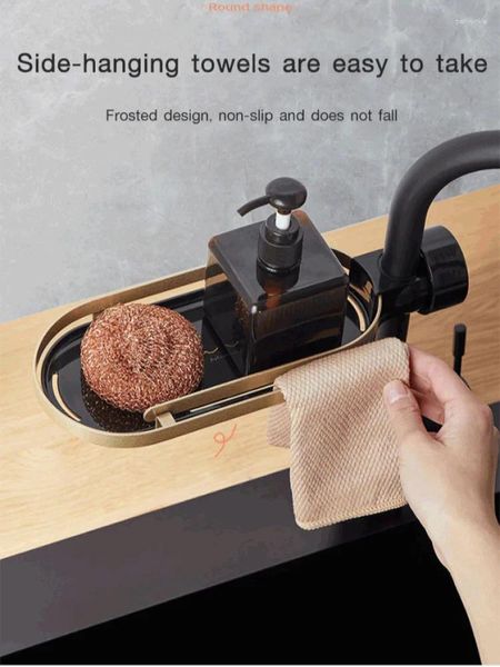 Almacenamiento de cocina, estante para fregadero de baño, esponja, grifo, escurridor, organizador, estante, trapo