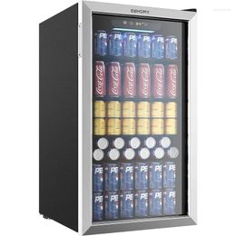 Réfrigérateur et refroidisseur de boissons de rangement de cuisine, mini-réfrigérateur de 126 canettes avec porte en verre, étagères réglables, parfait pour la maison/bar/bureau (Slive).