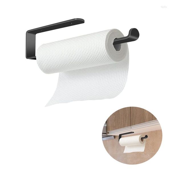 Rangement de cuisine espace noir porte-serviettes en papier en aluminium perforé salle de bain ensemble de toilette porte-rouleau adapté à pour