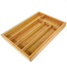 Almacenamiento de cocina, caja de cubiertos tipo cajonera de estilo occidental de nogal negro, bandeja de madera maciza de escritorio, organizador de vajilla (imagen