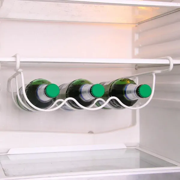 Estante de almacenamiento para botellas de vino, soporte fuerte para cocina, latas de refrigerador, estante para bebidas y cerveza, práctico frigorífico de Metal