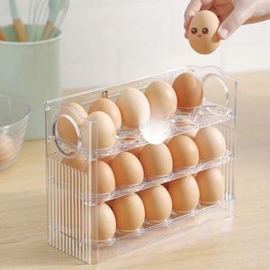 Boîtes de rangement de cuisine, boîte à œufs de Type rabattable, organisateur de réfrigérateur, conteneurs alimentaires à 3 couches, support de étui de conservation des œufs frais