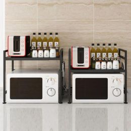 Almacenamiento de cocina Bymaocar soporte estante para microondas con 3 ganchos flexibles ajustable duradero estable ahorro de espacio fácil de instalar