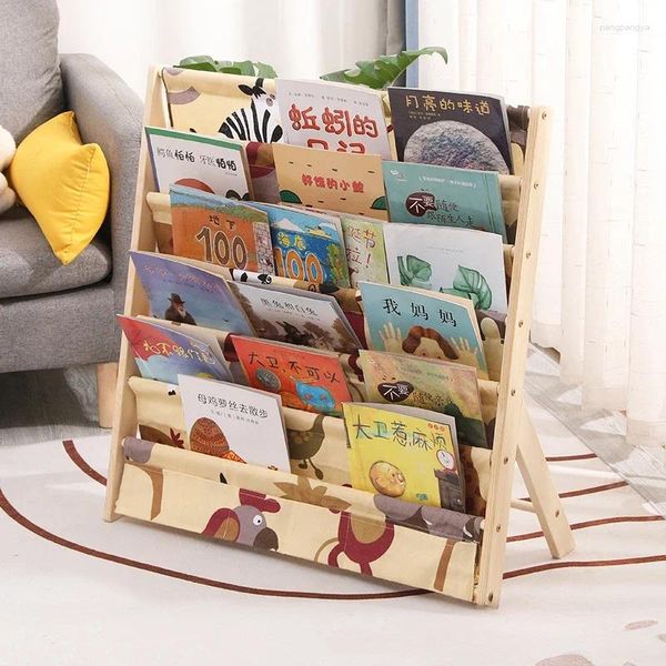 Almacenamiento de cocina para niños de piso a techo estante de libros de imágenes de madera maciza para el hogar de los bebés simples lectura de jardín de infantes