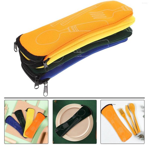 Sacs de rangement de cuisine pour baguettes, avec fermeture éclair, couverts, accessoires de voyage, fourchette multifonction, cuillère