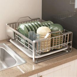 Poute-rangement de cuisine Rack épaissie 304 Porte-plat de vaisselle en acier inoxydable maison et baguettes Boîtes de vidange