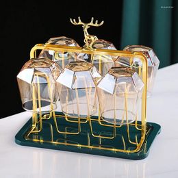 Rangement de cuisine créatif wapiti à l'envers porte-tasses d'eau lumière de luxe maison salon verre suspendu Drain