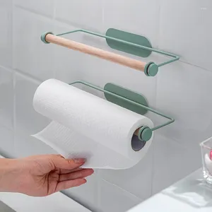 Keukenopslag creatief punch-vrij papieren rek muur hangende plastic wrap houder eenvoudige multifunctionele metalen handdoekplank