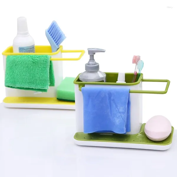 Cuisine Storage créatif Racks amovibles Évier Drain Sponge Multifinection Sponge Plats Organisateur Organisateur de serviettes Tairs de serviette salle de bain