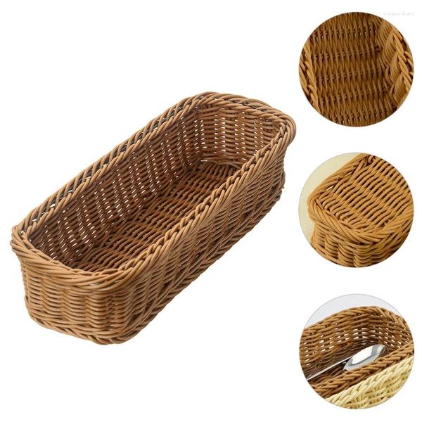 Panier à couverts de rangement de cuisine, conteneur de vaisselle, tiroirs de vaisselle, couverts Imitation rotin, conteneurs de tissage de fruits