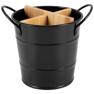 Rangement de cuisine, organisateur de couverts, support de couteau, cuillère séparée, fourchette, baguettes, ustensiles de cuisine, seau d'outils de cuisine noir