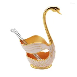 Cuisine Storage Decorative Swan Base Holder Western Cutlery Dessert Fork Spoon Rack en alliage zinc Forme en métal pour cuillère à café