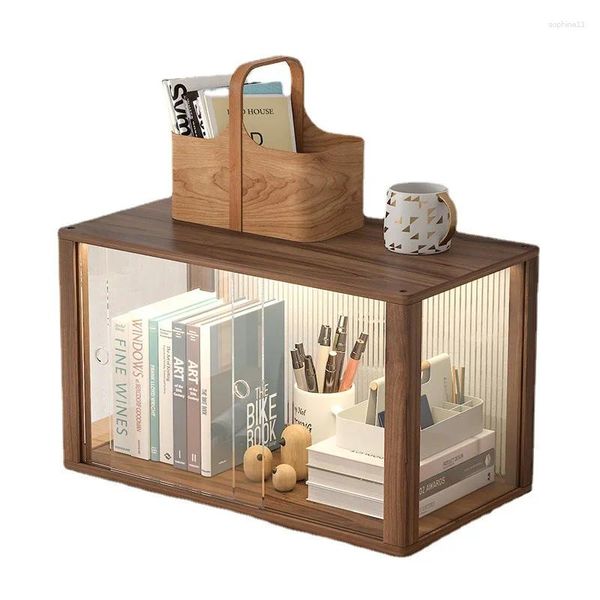 Présentoir de rangement de cuisine, bureau en bois massif, porte acrylique anti-poussière, petite étagère Simple pour cosmétiques