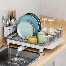 Rack de séchage à vaisselle de rangement de cuisine Grand capcrité et drainage avec design de conception de vidange Ustensile pour Kitche