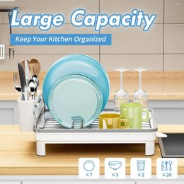 Support de séchage de vaisselle de rangement de cuisine avec égouttoir en acier inoxydable sur évier sèche-tasse porte-ustensiles organisateur d'égouttoir de plaque
