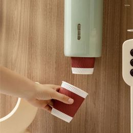 Keukenopslag wegwerp cup dispenser punch-vrij automatisch verwijder papier houder muur gemonteerde stofveilig rekdruppel