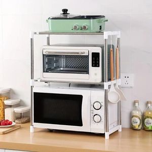Double étagère de rangement de cuisine en acier inoxydable pour four à micro-ondes, Type debout, réglable, indépendante et détachable