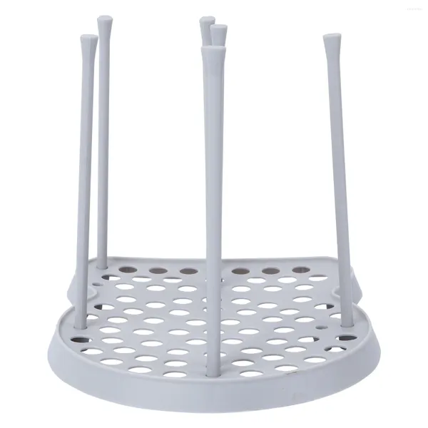 Soporte de drenaje para almacenamiento de cocina, escurridor de platos, organizador, estante de secado para restaurante y hogar (gris)