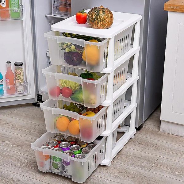 Cajón de almacenamiento de cocina Tipo de plástico Casilla de frutas Organizador de caja de piso a techo