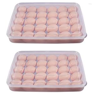 Réfrigérateur de récipient à œufs de rangement de cuisine Carrier de plateau dirigée avec couvercle pour 60 œufs - Fridge en plastique empilable portable 2 pack