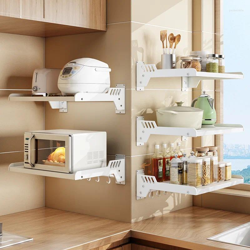 Kitchen Storage Electric Oven Holders Wall-mounted Microwave Rack Shelf Racks Wall Organizer Punch-free