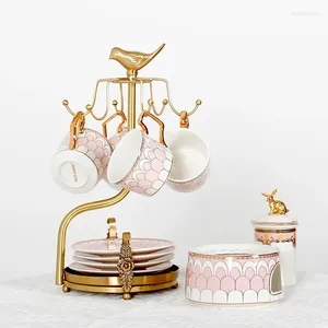 Support de soucoupe de tasse à café de luxe européen, rangement de cuisine, support en laiton, organisateur d'accessoires, étagère de décoration de salon de maison