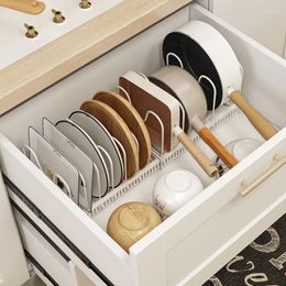 Rangement de cuisine, casseroles extensibles, organisateur de casseroles et armoire avec 4/7 compartiments réglables