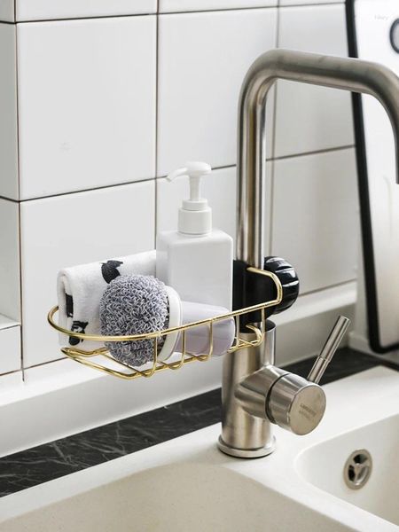 Rack de robinet de rangement de cuisine haute capacité anti-raid en fer forgé panier de drainage de salle de bain