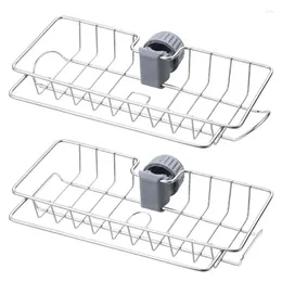 Rack de robinet de rangement de cuisine Racks en acier inoxydable Accessoires suspendus étagère de drainage pour le chiffon éponge de l'évier de la maison