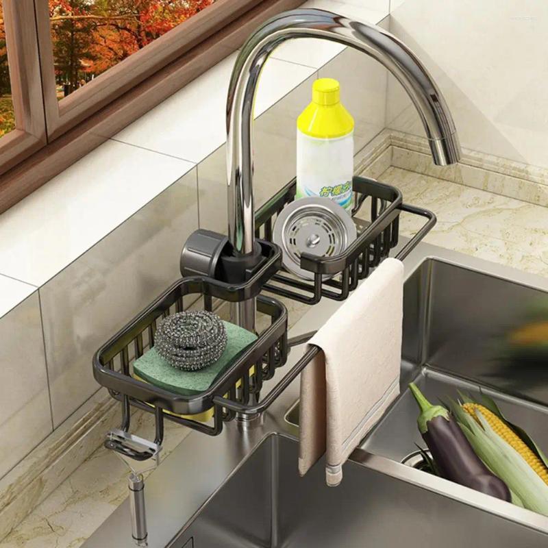 Kitchen Storage Faucet Sponge Holder Drainage Rack For Supplies Space Saving Sink Drain Brush Home