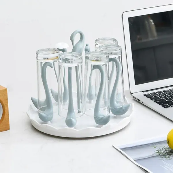 Cuisine de stockage de stockage en forme de fleur tasse supérieure Swan Design rotatif support d'organisateur de verre épuisant rapide pour la maison