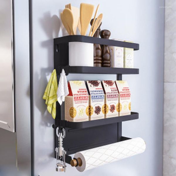 Organizador plegable para almacenamiento de cocina, estante magnético para nevera, estante para especias, toallero de papel, estante multiusos JA55