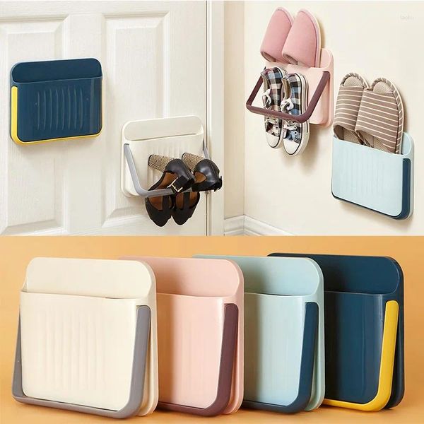 Zapatero plegable para almacenamiento de cocina, soporte para zapatos montado en la pared, organizador, estante colgante, práctico colgador adhesivo para Baño