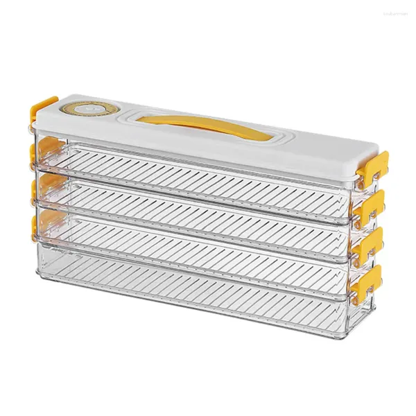 Almacenamiento de cocina, soporte para alimentos para nevera, plástico antiadherente, inodoro, amarillo/gris, caja de bolas de masa sin BPA de calidad alimentaria con tapa