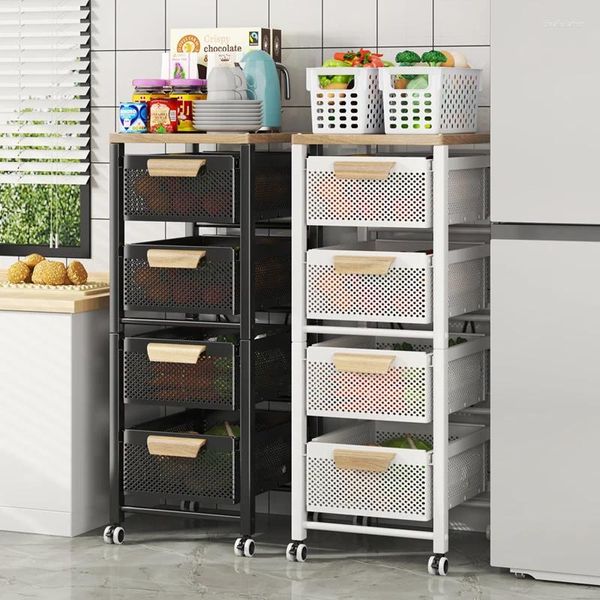 Cuisine Storage Fruit Vegetable Snack Snack Organizer Shelf for Home 2/3/4/5/6 Tier Metal Rolling Panier empilable Panier Utility Cart