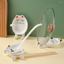 Küche Lagerung Hitzebeständige Keramik Cartoon Organizer Topf Deckel Ständer Löffel Rest Herd Halter Utensil Rack Kochen Werkzeuge