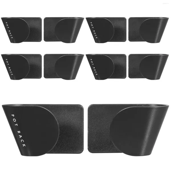 Rangement de Cuisine Hemoton 5 Paires Organisateurs de Couvercle de Casserole Supports Adhésifs sans Perforation ABS Support à Ustensiles (Noir)