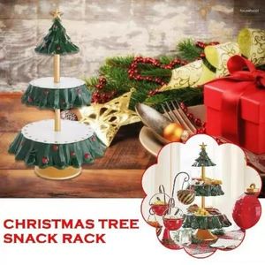 Keukenopslag Vakantiefeest Snoepplaat Snackbakje Kerstrekhouder 1Pc Kerstboom Desserttafel Fruit Dubbellaags Taartstandaard